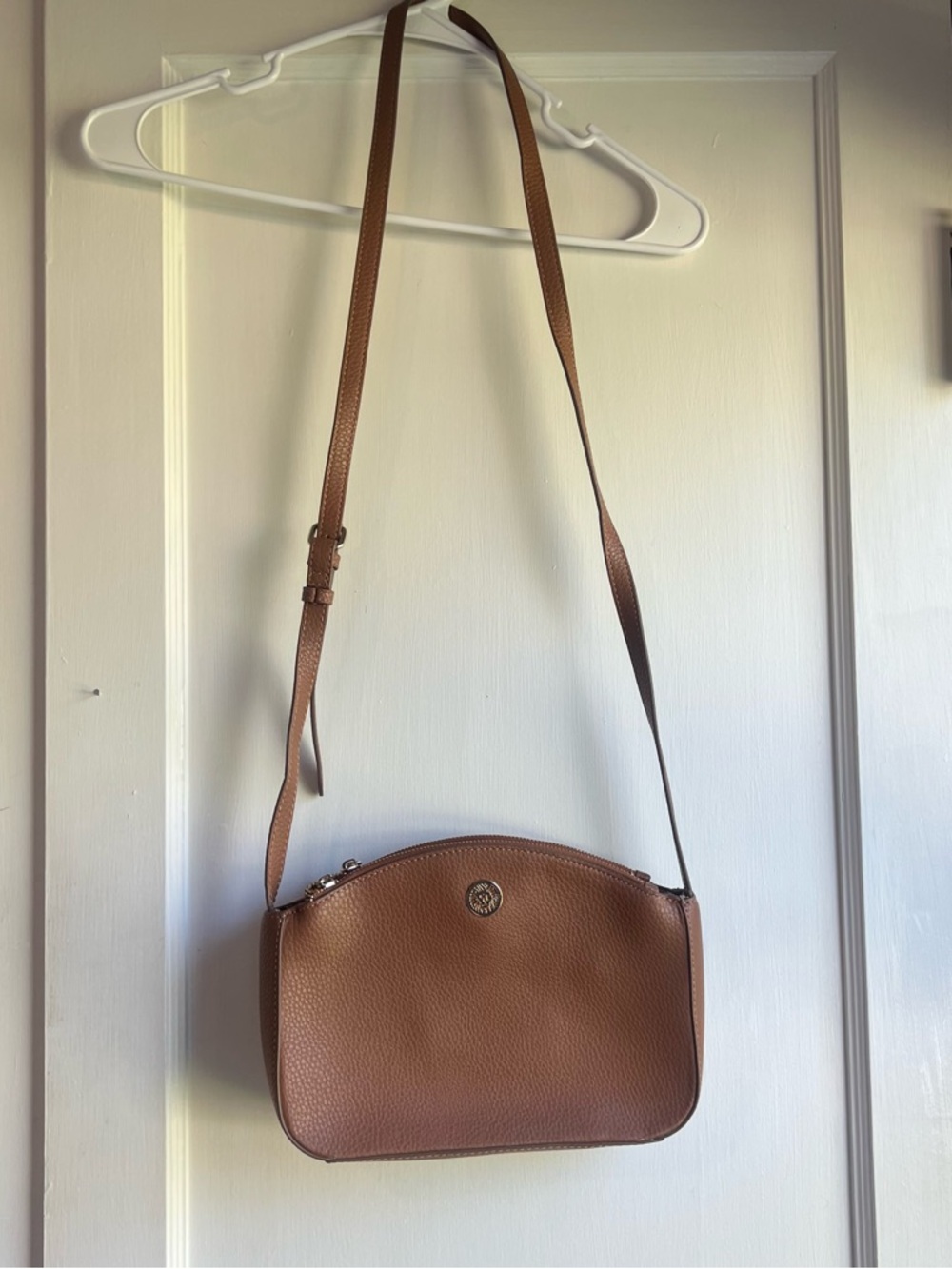 Anne Klein Brown Crossbody Pebbled Leather Bag